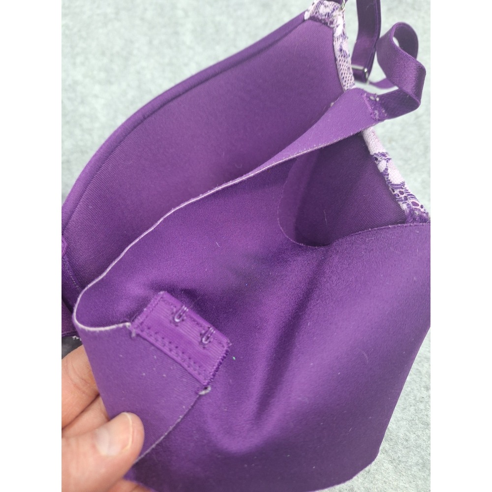 Soma Vanishing Back Lace Trim Full Coverage Bra 34D Purple - Picture 7 of 8